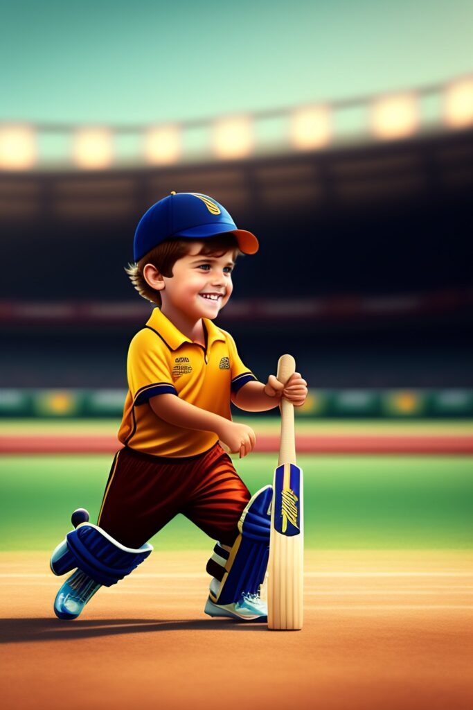 Australina boy playing cricket as a cartoon. With Sports